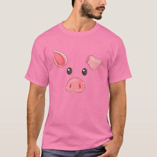 T-shirt Mignonne Cochon Visage Halloween Costume Cochon Fa