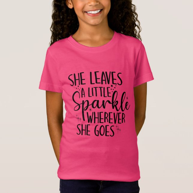 T-Shirt Mignonne, elle feuille un peu d'art de mots étince (Devant)