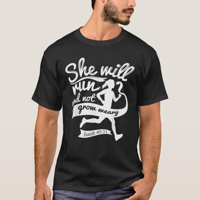 T-shirt Mignonne Elle Va Courir Et Ne Pas Se Lasser Ésaïe  (Devant)