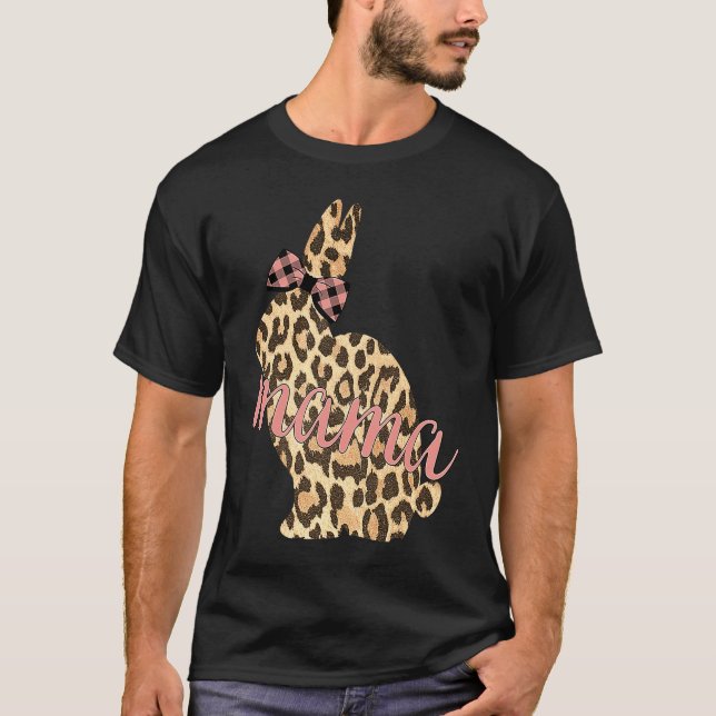 T-shirt Mignonne Empreinte de léopard Bunny Mama Motif Rab (Devant)