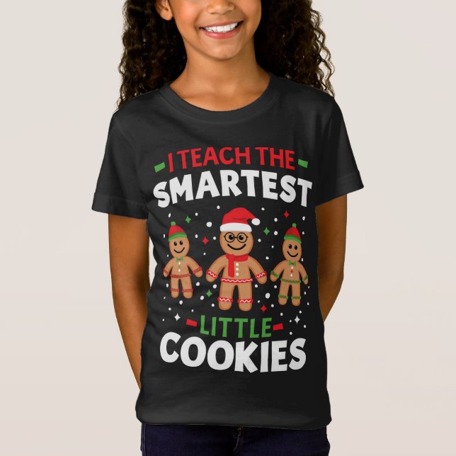 T-Shirt Mignonne Enseignante De Noël J'Enseigne Le Petit L (Devant)