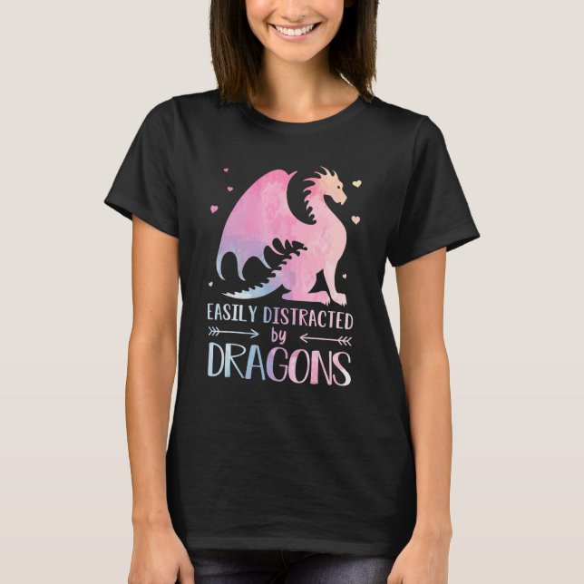 T-shirt Mignonne Facilement Distrait Par Dragons Pastel To (Devant)