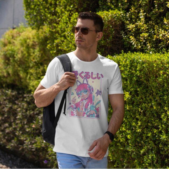 T-shirt Mignonne fille Anime avec casque (Créateur téléchargé)