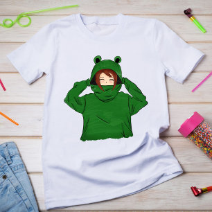 T-Shirt Mignonne fille avec grenouille verte Hoody Dessin 
