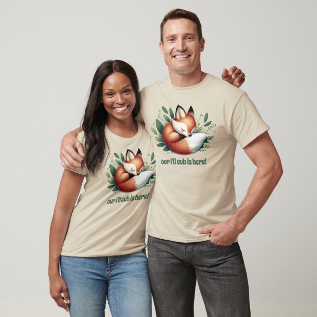 T-shirt Mignonne Fox dormir en Baby shower Feuille (Unisexe)