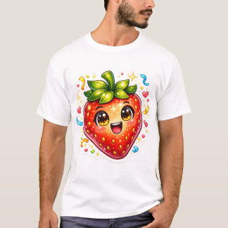 T-shirt Mignonne Fraise Dormante | Fruit Kawaii