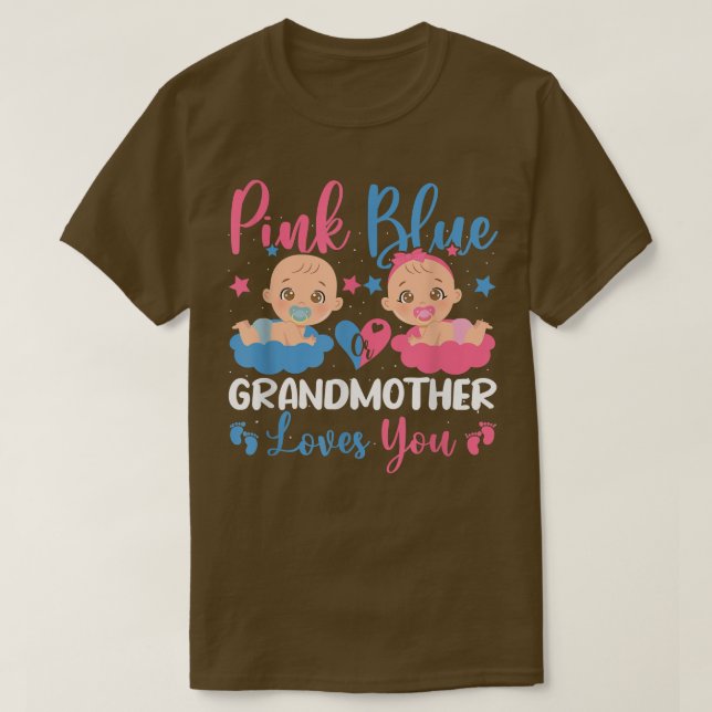 T-shirt Mignonne Grand-Mère Rose Ou Bleue Vous Aime Genre  (Design devant)
