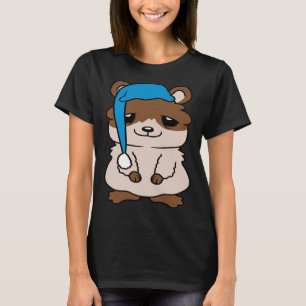T-shirt Mignonne Hamster Dormir Casquette Oeil Bagues Somm