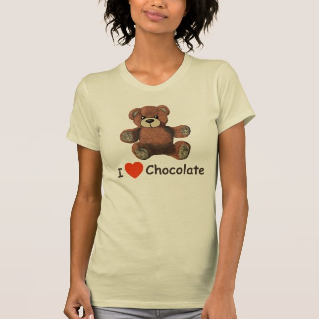 T-shirt Mignonne I Coeur (Amour) Chocolat Teddy Ours (Devant)