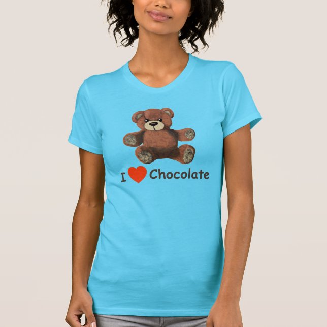 T-shirt Mignonne I Coeur (Amour) Chocolat Teddy Ours (Devant)