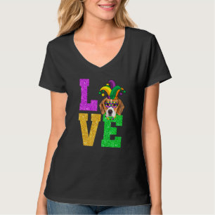 T-shirt Mignonne I Lote Mardi Gras Beagle Chien Chien Chie