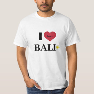T-shirt Mignonne "I Love Bali" Frangipani Flower White Hom