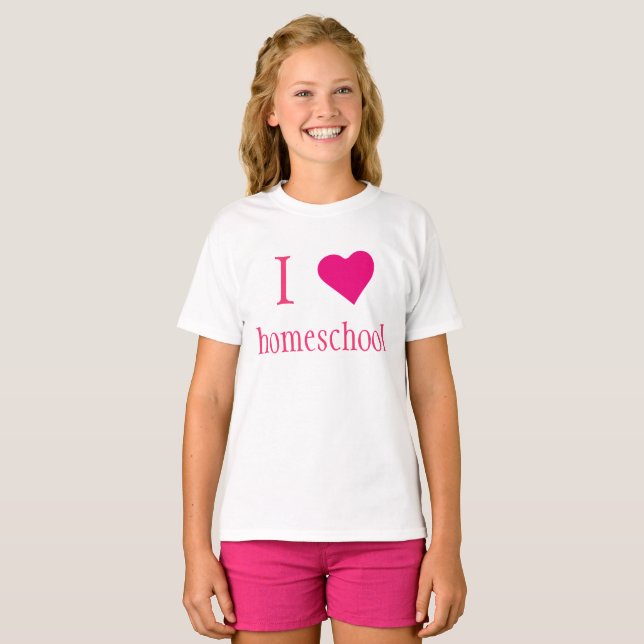 T-shirt Mignonne J'aime l'école à domicile (Devant entier)