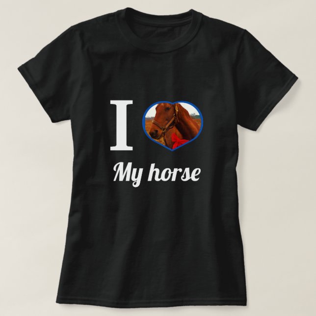T-shirt Mignonne, j'aime mon cheval, créez votre propre ph (Design devant)
