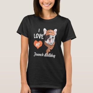 T-shirt Mignonne J'Aime Mon Français Bulldog Men Femmes Ga
