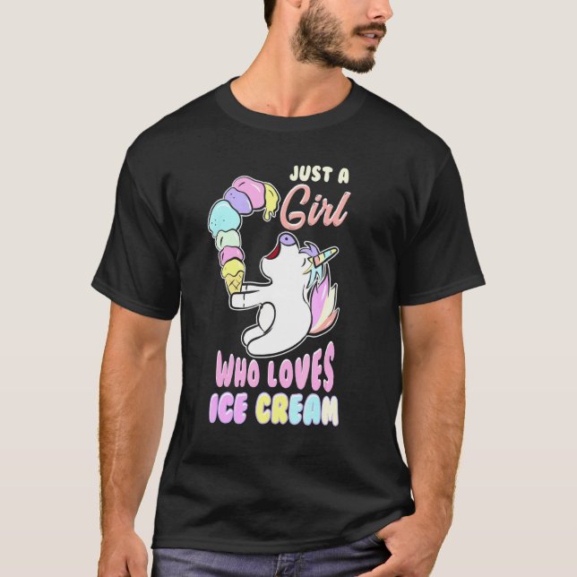 T-shirt Mignonne Juste Une Fille Qui Aime La Crème De Glac (Devant)