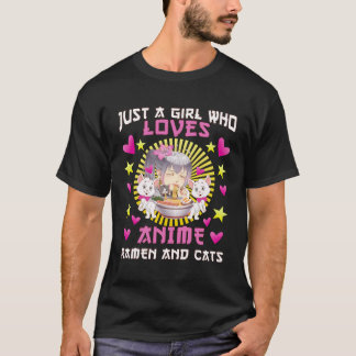 T-shirt Mignonne Juste Une Fille Qui Aime Le Ramen Anime E