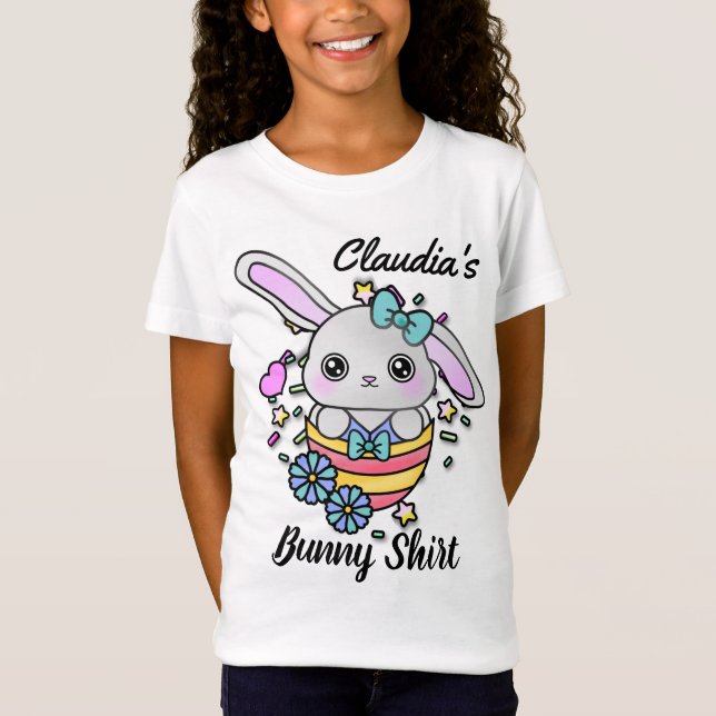 T-Shirt Mignonne lapin de Pâques aux Oreilles de Fluffy (Devant)