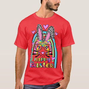 T-shirt Mignonne Lapin Face Leopard lunettes Headband Ea