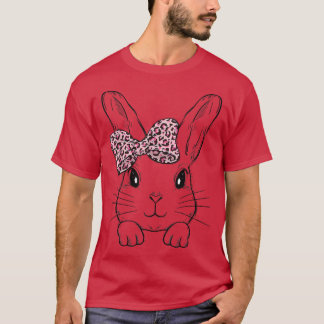 T-shirt Mignonne Lapin Face Leopard lunettes Headband Ea