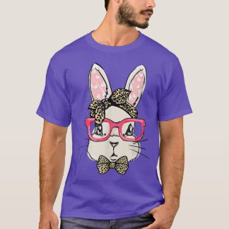 T-shirt Mignonne Lapin Visage Empreinte de léopard Filles 