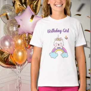 T-shirt Mignonne licorne félin d'anniversaire fille t-shir