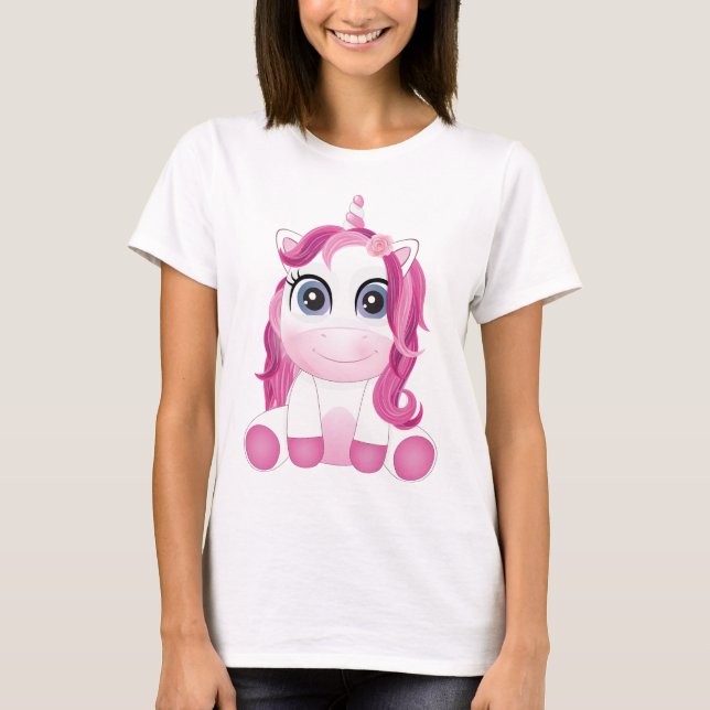 T-shirt Mignonne licorne Filles Enfants Femmes (Devant)