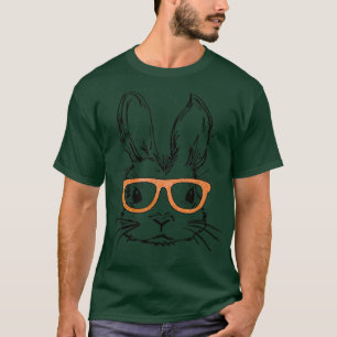 T-shirt Mignonne Lunettes Visage Bunny Headband Joyeux jou