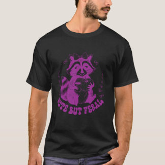 T-shirt Mignonne Mais Feral Halloween Raccoon Aime Café Fe