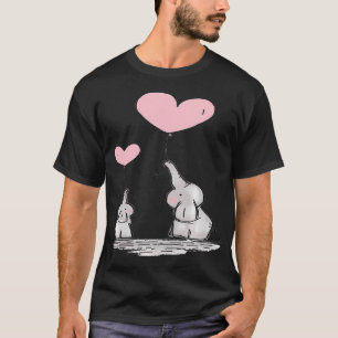 T-shirt Mignonne maman Bébé Eléphant Coeur Rose Ballons