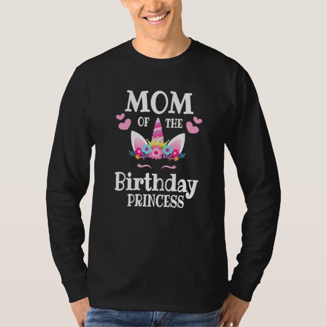 T-shirt Mignonne Maman De L'Anniversaire Princesse Unicorn (Devant)