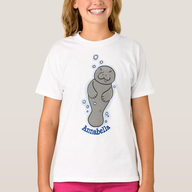 T-shirt Mignonne manatée bébé avec bulles illustration (Devant)