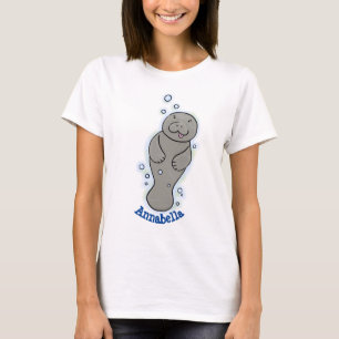 T-shirt Mignonne manatée bébé avec bulles illustration