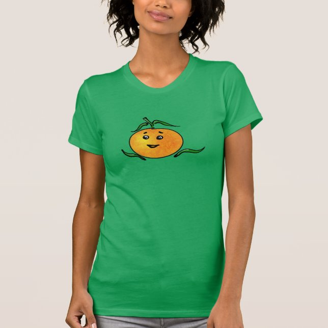 T-shirt Mignonne Mandarin Orange avec visage souriant (Devant)
