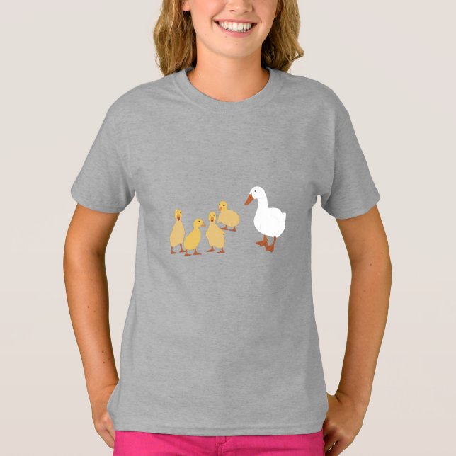 T-shirt Mignonne Mère Canard & Bébé Canettes (Devant)
