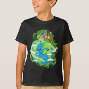 T-shirt Mignonne Mère Vert Gaia Sauvez Notre Planète Jour 