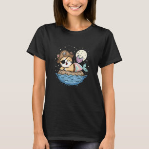 T-shirt Mignonne Mermaid Pirate Chat Drôle Femmes Hommes 