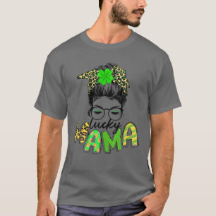 T-shirt Mignonne Messy Bun Plaid St Patrick's Day-One Luck