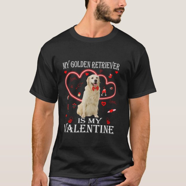 T-shirt Mignonne Mon Golden Retriever est ma Saint Valenti (Devant)