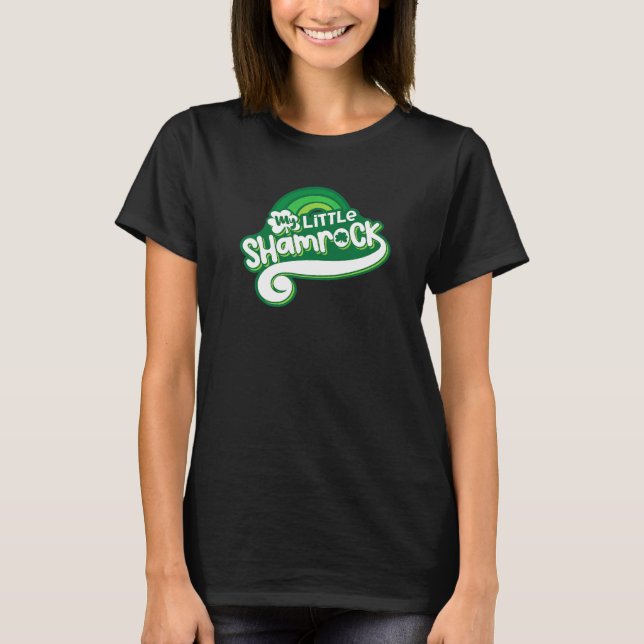 T-shirt Mignonne Mon Petit Shamrock Avec Arc-En-Ciel Vert, (Devant)