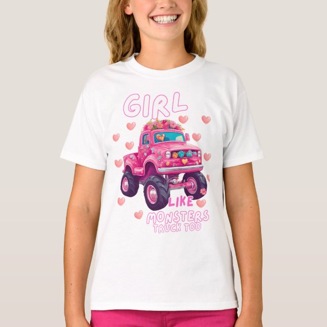 T-shirt Mignonne Monster Truck Girls Comme Monstres aussi (Devant)
