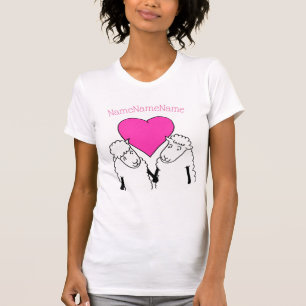 T-shirt Mignonne mouton caricature et coeur rose