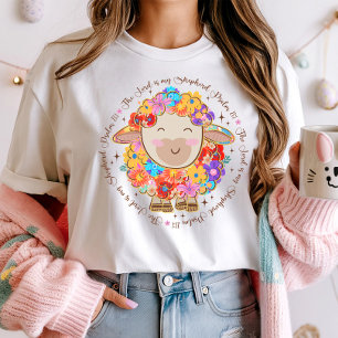 T-shirt Mignonne mouton floral; le Seigneur est mon berger