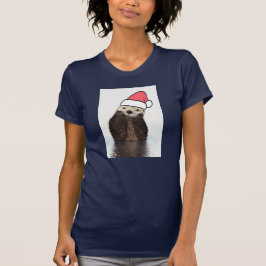T-shirt Mignonne Otter portant un chapeau de Père Noël