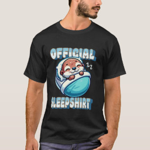 T-shirt Mignonne Otter Sleeping Coussin Official Sleep Shi