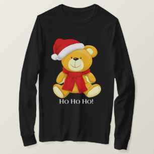 T-shirt Mignonne Ours Teddy Père Noël Mens Long Manches