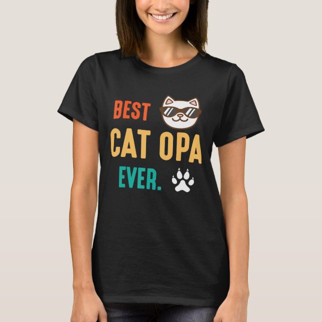 T-shirt Mignonne Paw Face Meilleur Chat Opa Joyeux Jour Po (Devant)
