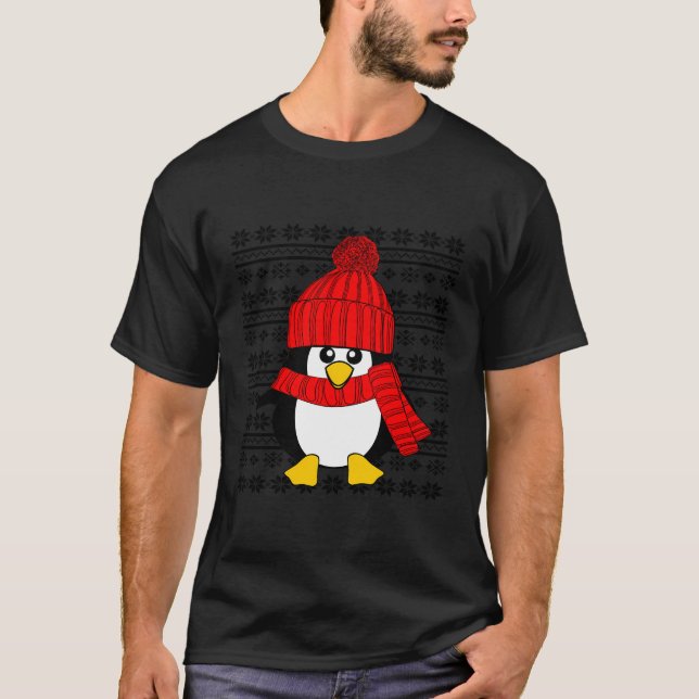 T-shirt Mignonne Penguin Doux de Noël moche Noël (Devant)