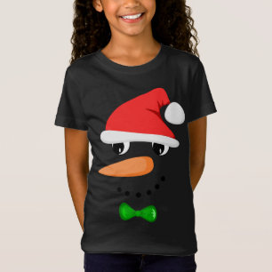T-Shirt Mignonne Père Noël Snowman Face Drôle Noël Snowman