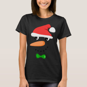 T-shirt Mignonne Père Noël Snowman Face Drôle Noël Snowman